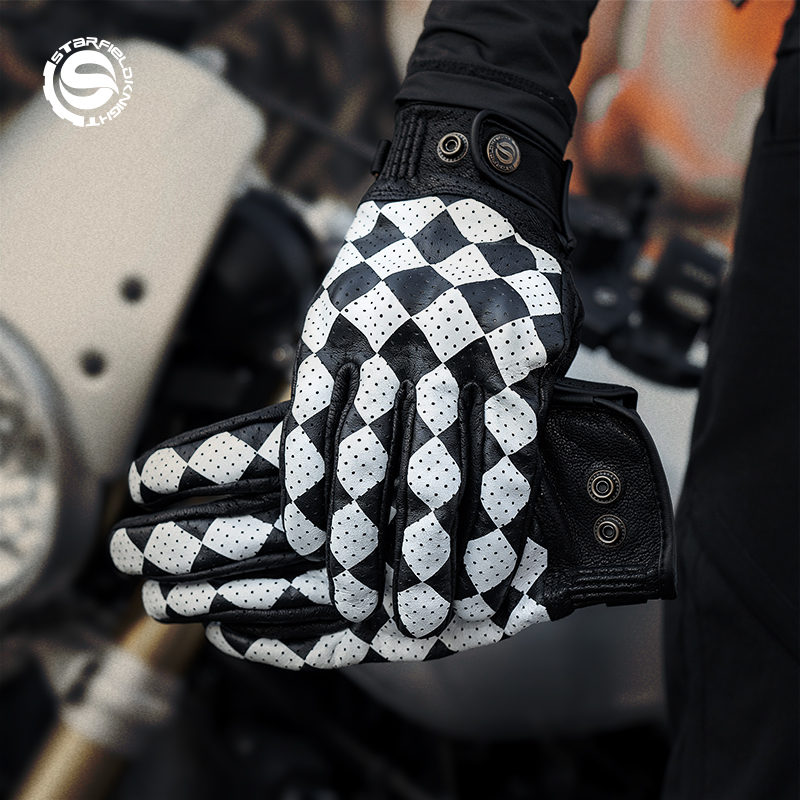 Motorcycle Gear White - Star Field Knight Black&White Motorcycle Gloves